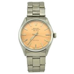 Rolex Stainless Steel Orange Dial Air-King Automatic Wristwatch Model 5500 12