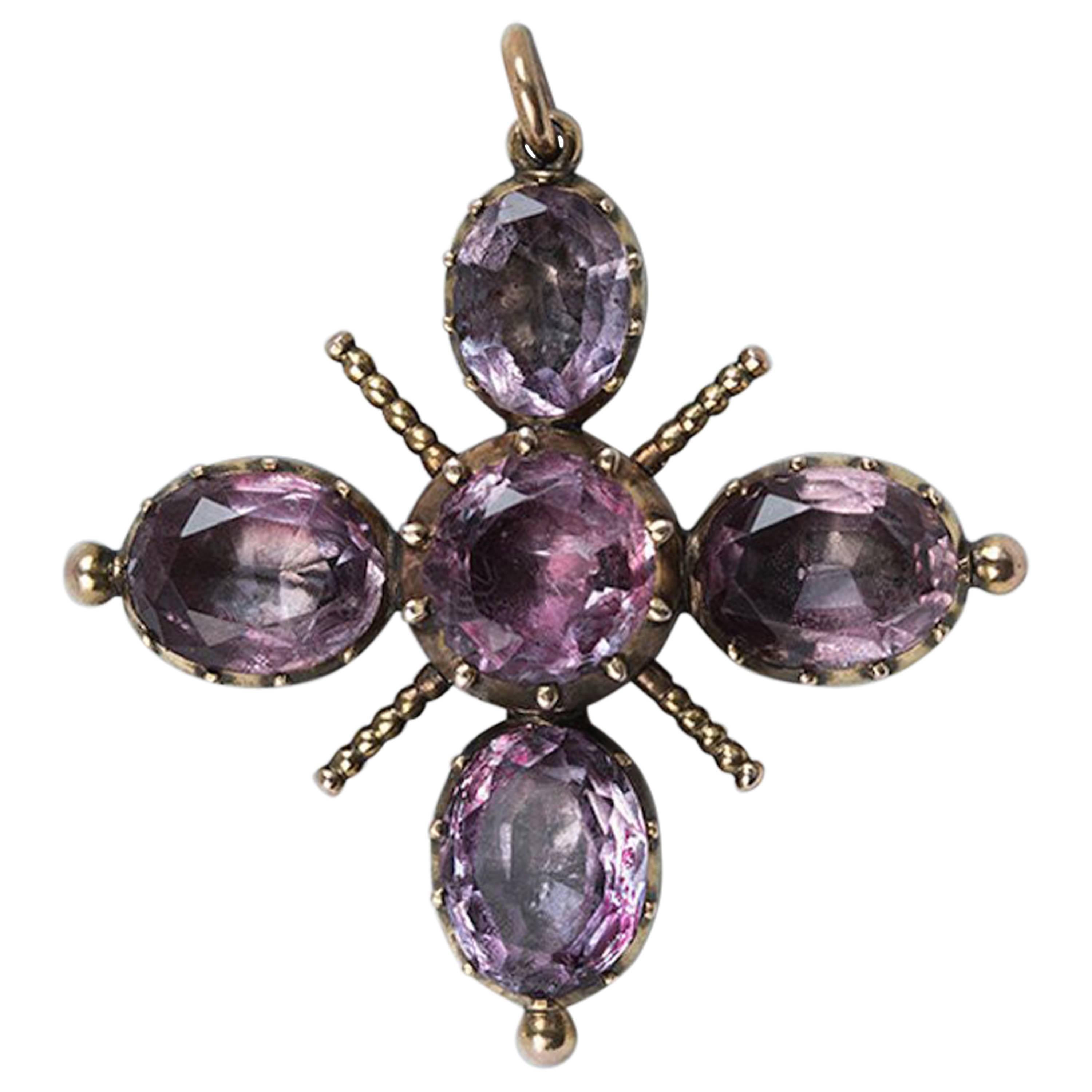 Georgian Amethyst Cross Pendant For Sale