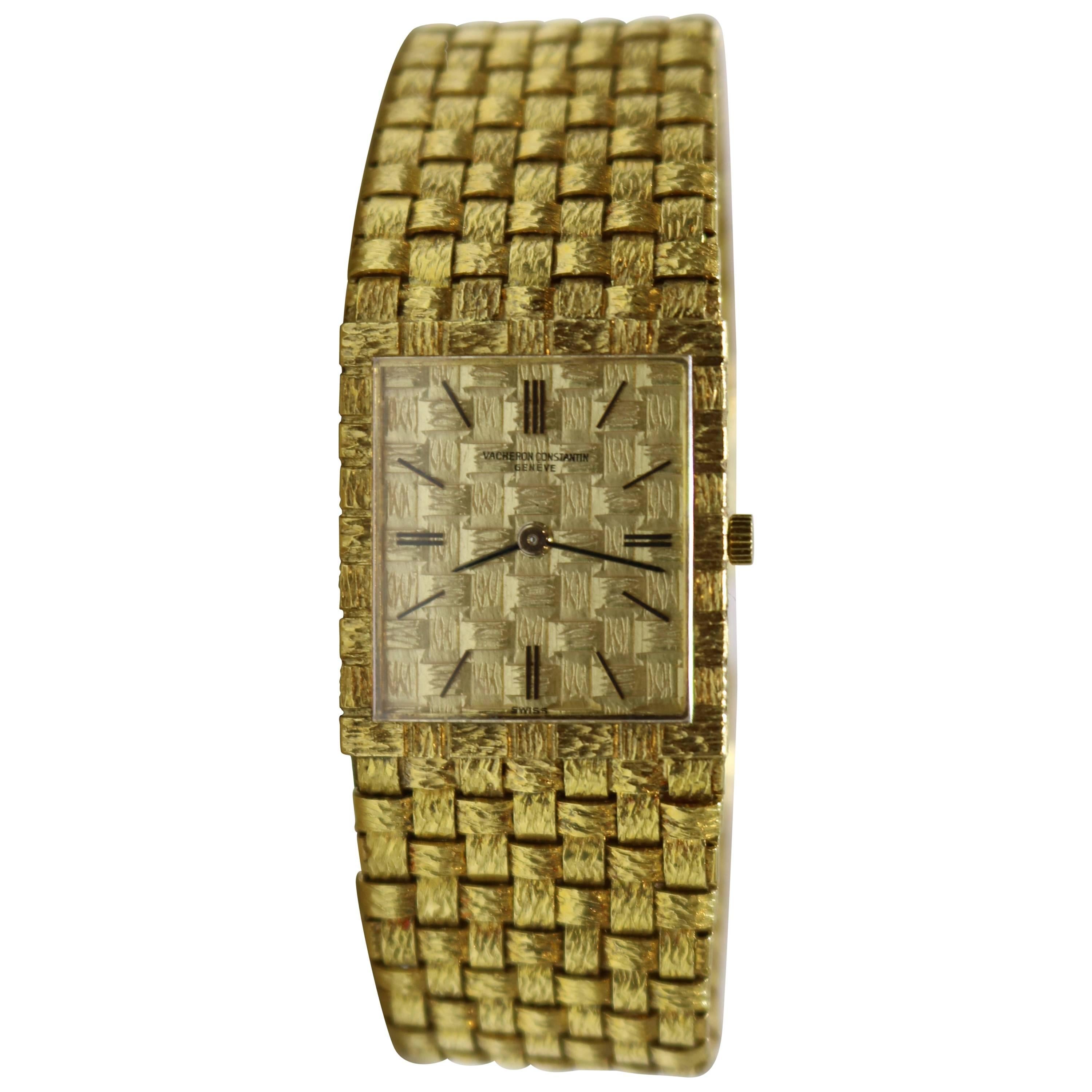 Vacheron & Constantin Dial Basketweave Wristwatch For Sale