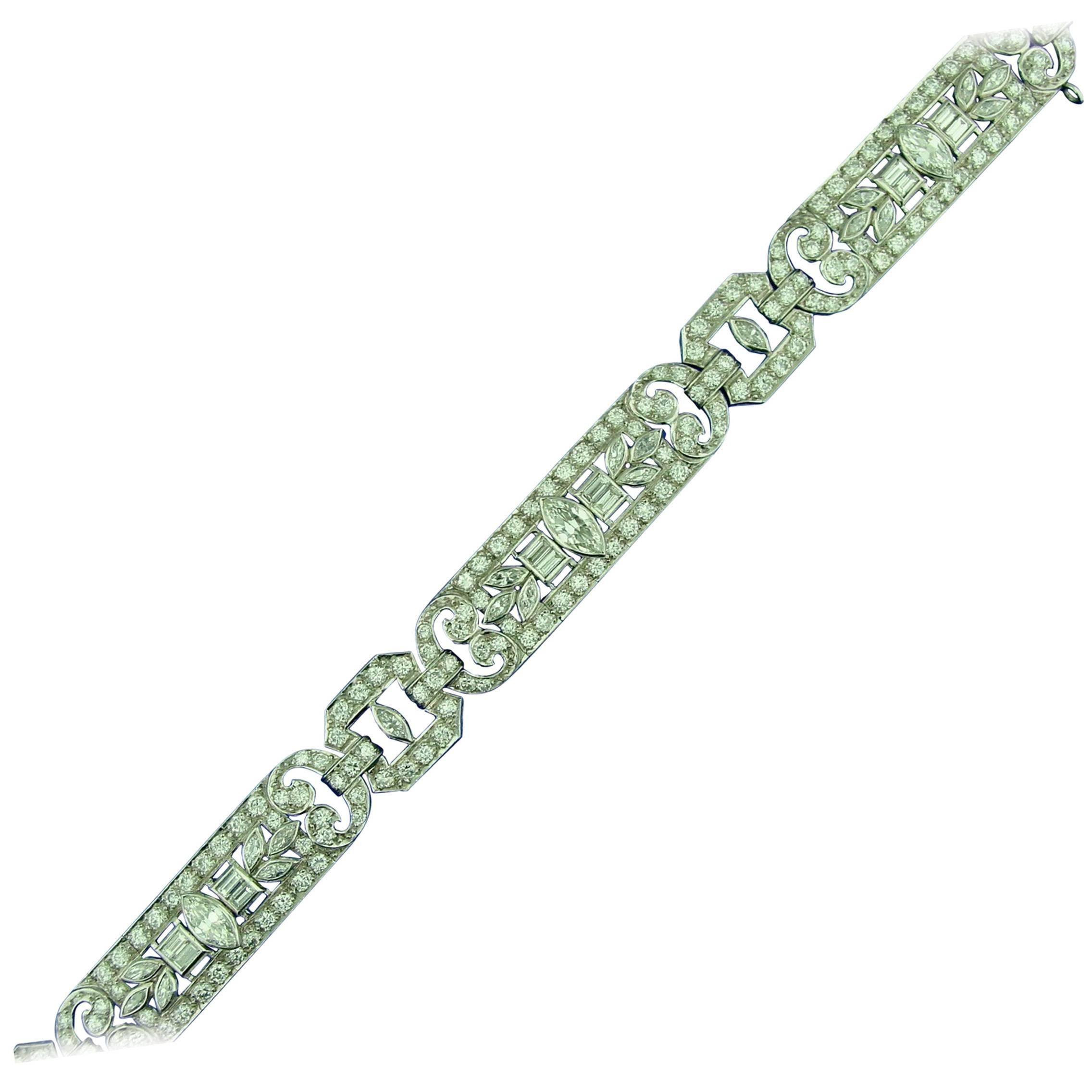 1920s Art Deco Diamond Platinum Bracelet For Sale