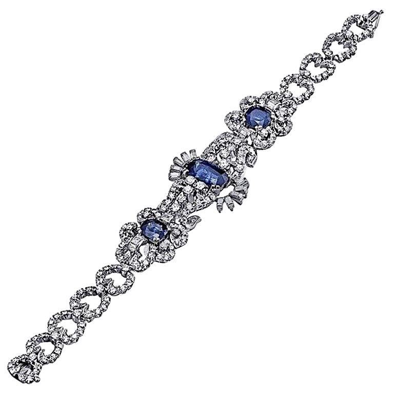 20.73 Carat Sapphire and Diamond Bracelet