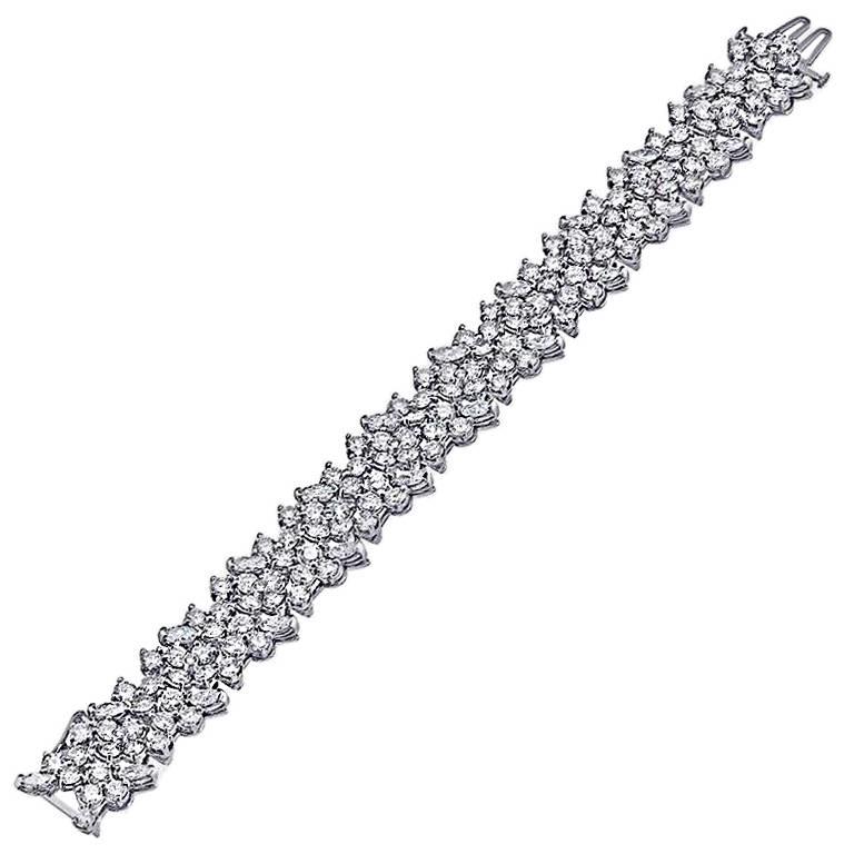 Wide Striking 21.87 Carat Diamond Bracelet