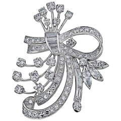 Platinum 5.30 Carat Fancy Cut Elegant Diamond Brooch