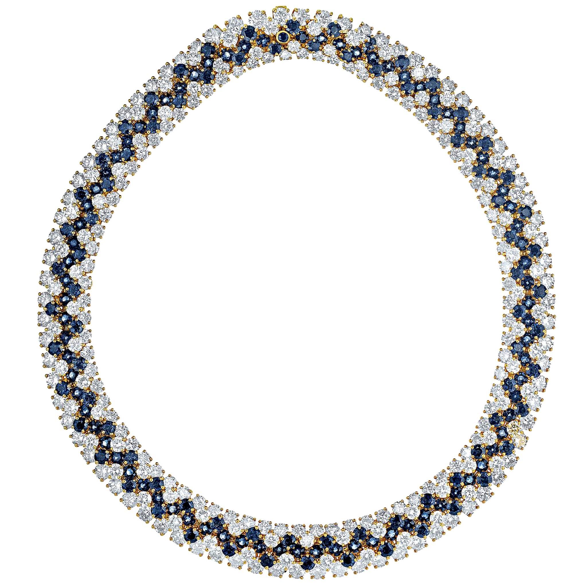 Hammerman Brothers 96.00 Carat Diamond Sapphire Gold Necklace