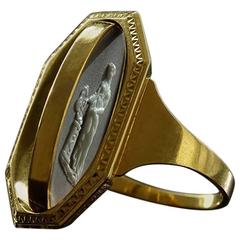 Rare Georgian Wedgwood Yellow Gold Swivel Ring