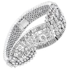 Curved Diamond Platinum Tennis Bracelet 5