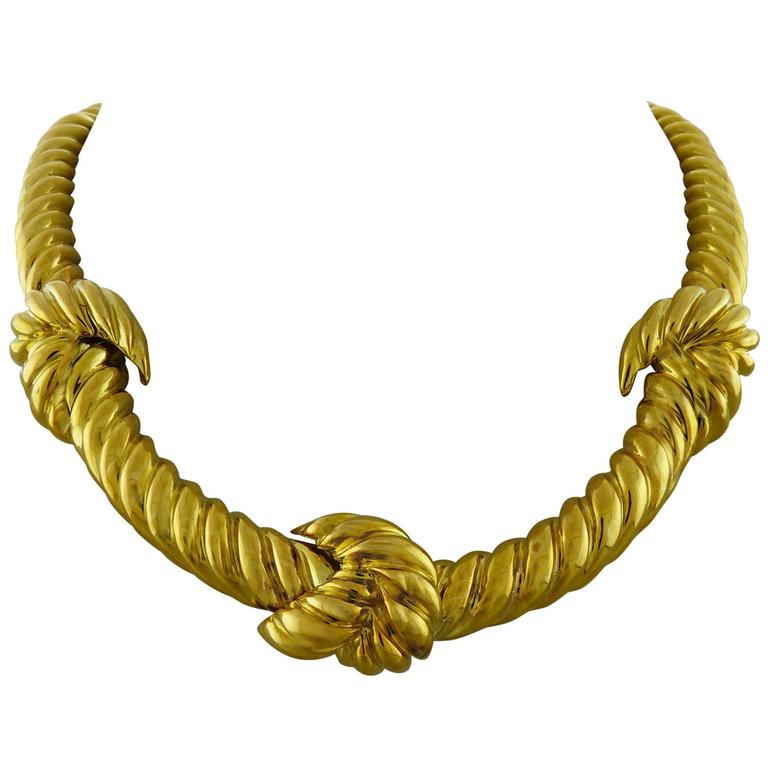 David b Twisted Gold Knot Necklace at 1stDibs