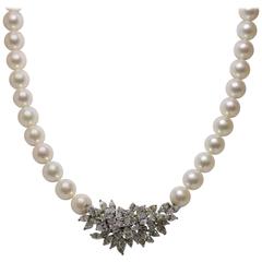 Fine Akoya Diamond Pearl Necklace