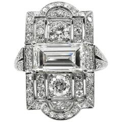 Art Deco 3.60 Carat Diamonds Platinum Bar Ring, circa 1920 11