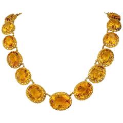 1870s Victorian Citrine Gold Necklace