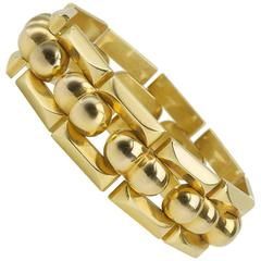 Retro 1940s Geometric Design Yellow Gold Bracelet 10