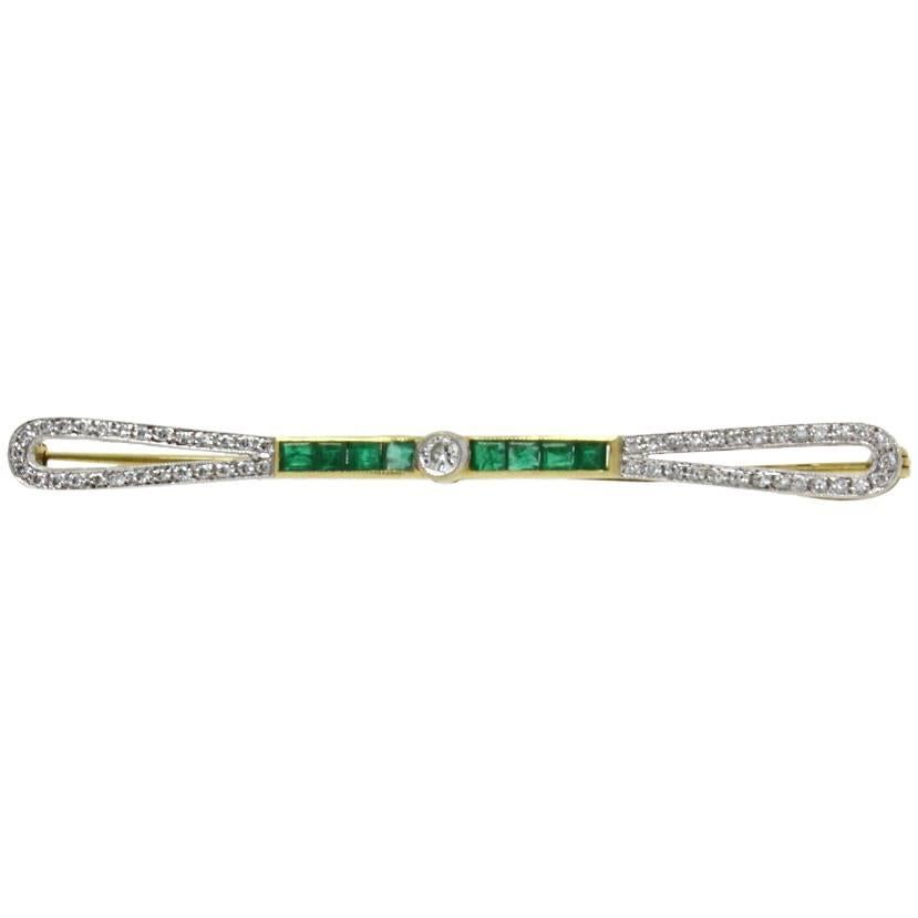 Luise Diamond Emerald Yellow and White Gold Brooch