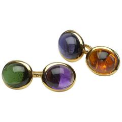 Tiffany & Co. Multi-Color Stone Gold Cufflinks