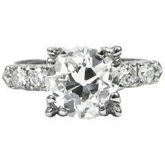 1.41 Carat Old European-Cut Diamond White Gold Engagement Ring