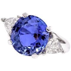 Ceylon GIA Certified Sapphire Diamond Platinum Three-Stone Ring