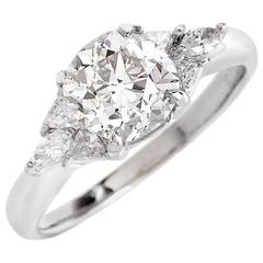 1950s Cushion Diamond Platinum Engagement Ring