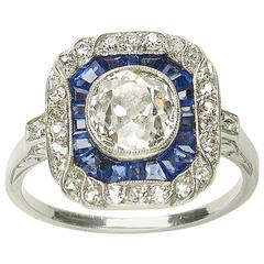 Sapphire Diamond Platinum Ring 5