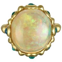 Faye Kim Ethiopian Opal and Paraiba Tourmaline Ring