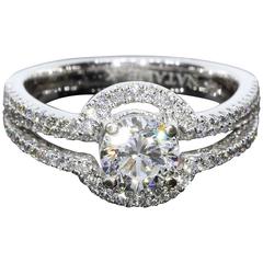 Natalie K Round Diamond White Gold Three-Row Halo Engagement Ring 5