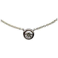 Round Diamond Bezel Centre Yellow Gold Solitaire Necklace
