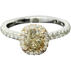 Fancy Pinkish Brown Cushion Diamond Halo Engagement Ring