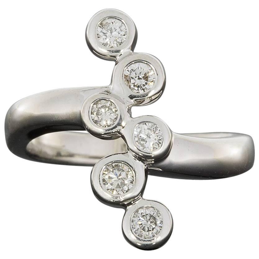 Cascading Bezel Diamond White Gold Fashion Right Hand Ring