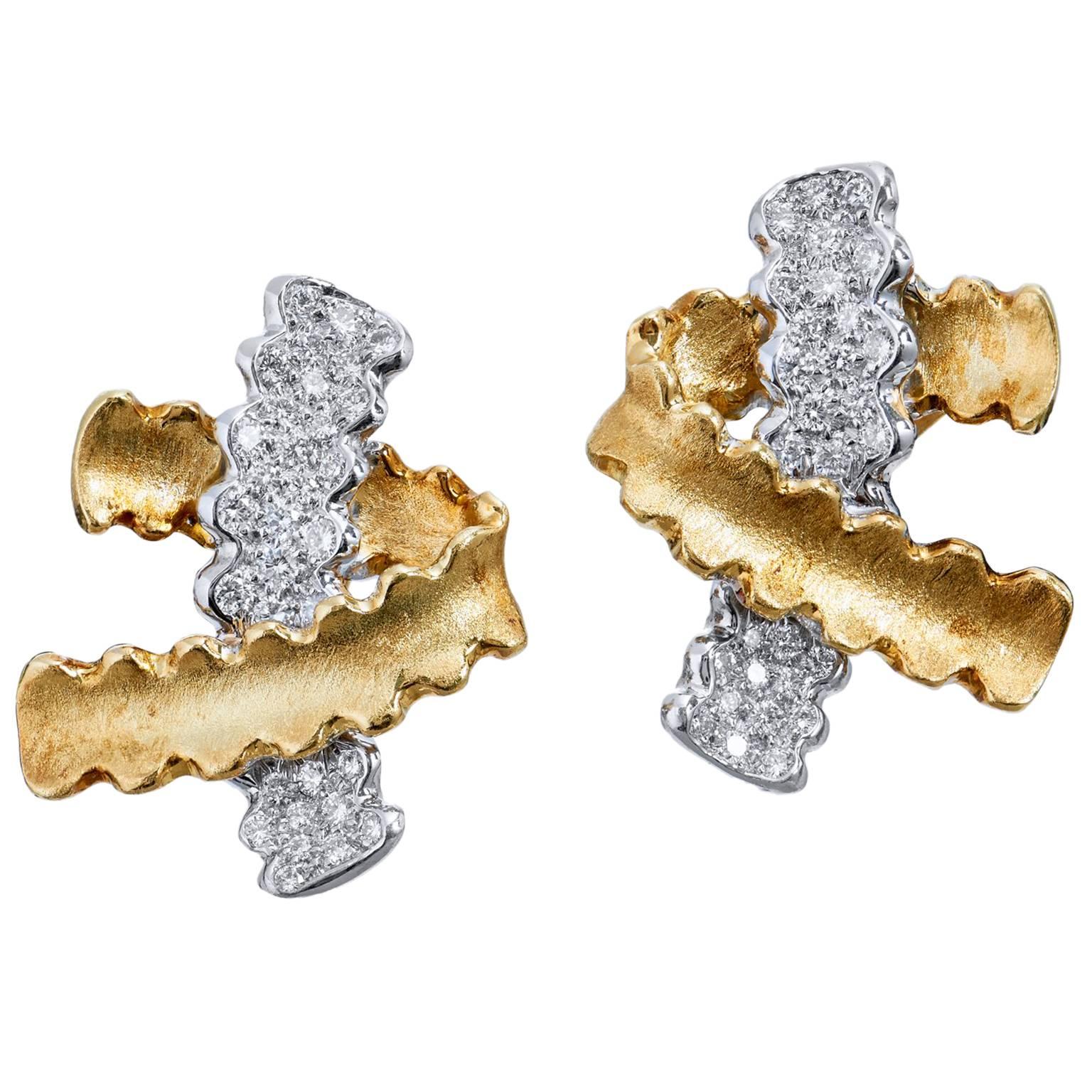 Nicholas Varney Gold Platinum Earrings