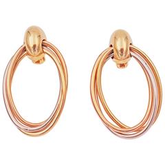 Cartier Tricolored Gold Oval Hoop Earrings