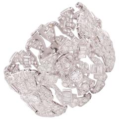 1930s Wide Diamond Platinum Bracelet