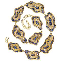 Lauren Harper 51.47 Carat Rose Cut Sapphire Gold Statement Necklace