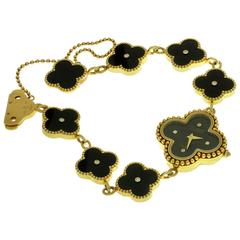 Van Cleef & Arpels Alhambra Onyx Diamond Yellow Gold Watch 3