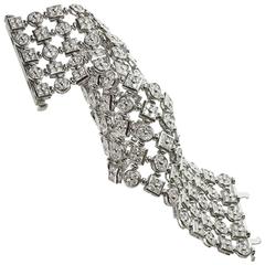 Diamond White Gold Wide Flexible Bracelet Attributed BULGARI LUCEA Collection