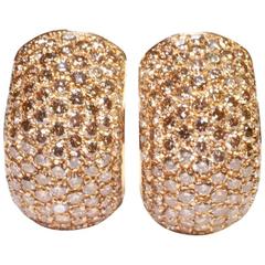 Champagne Diamond Hooped Gold Earrings