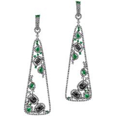Black Diamond Emerald Pave Dangle Earring 9