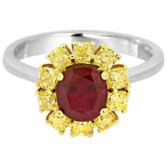 No Heat 1.60 Carat GIA Certified Ruby Diamond Two Color Gold Ring 9