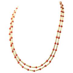 David Yurman Long Coral Gold Cable Necklace 9