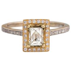 1990s Tycoon Cut Diamond White and Yellow Gold Ring 5