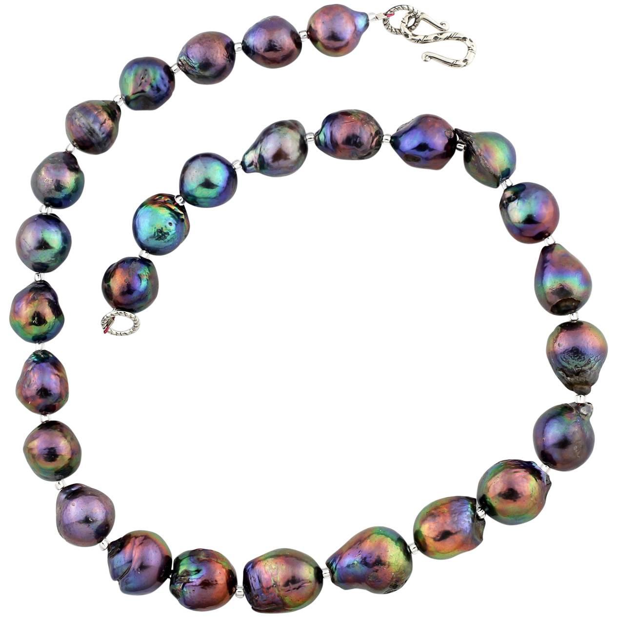 Iridescent Fireball Cultured Rainbow Pearls Necklace