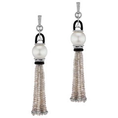 South Sea Pearl Grey and White Diamond Tassel Earring 5