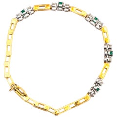 1950s Emerald Diamond Yellow Gold Bracelet