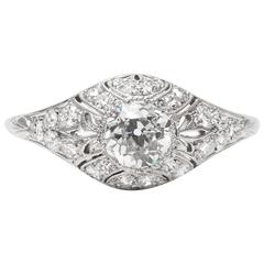Antique Art Deco 0.66 Carat Diamond Engagement Ring in Platinum