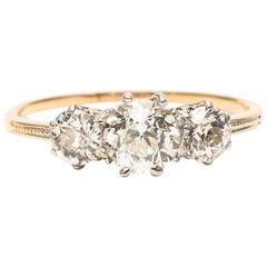 Edwardian Three-Stone European Cut Diamond Engagement Ring Antique Edwardian Three-Stone European Cut Diamond Engagement Ring