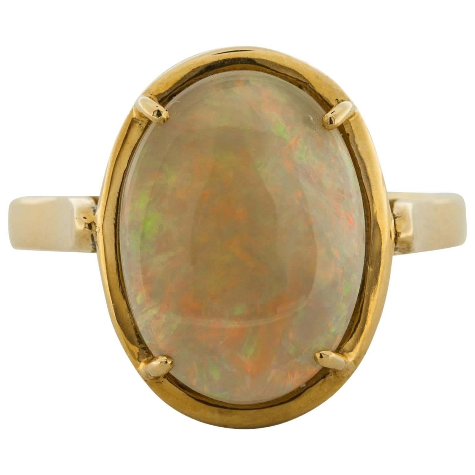 3.76 Carat Australian Opal Ring For Sale