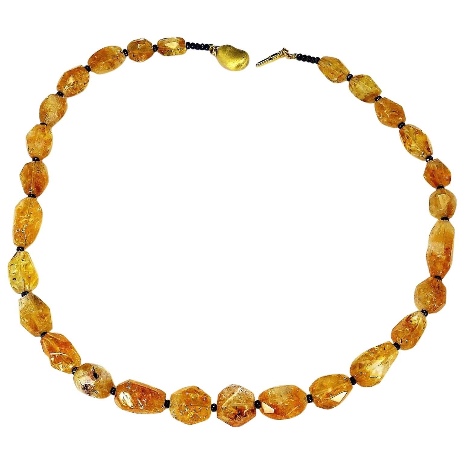Faceted Chunk Citrine Necklace
