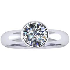 Ferrucci IGI Certified 1.20 Carat Diamond Bezel Platinum Engagement Ring 6