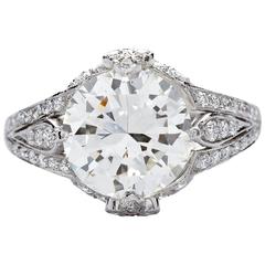2.87 Carat J/VS2 GIA Certified Round Brilliant Cut Diamond Platinum Ring 6