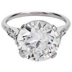GIA Report Art Deco Cartier Round 4 Carat Diamond Engagement Ring 12