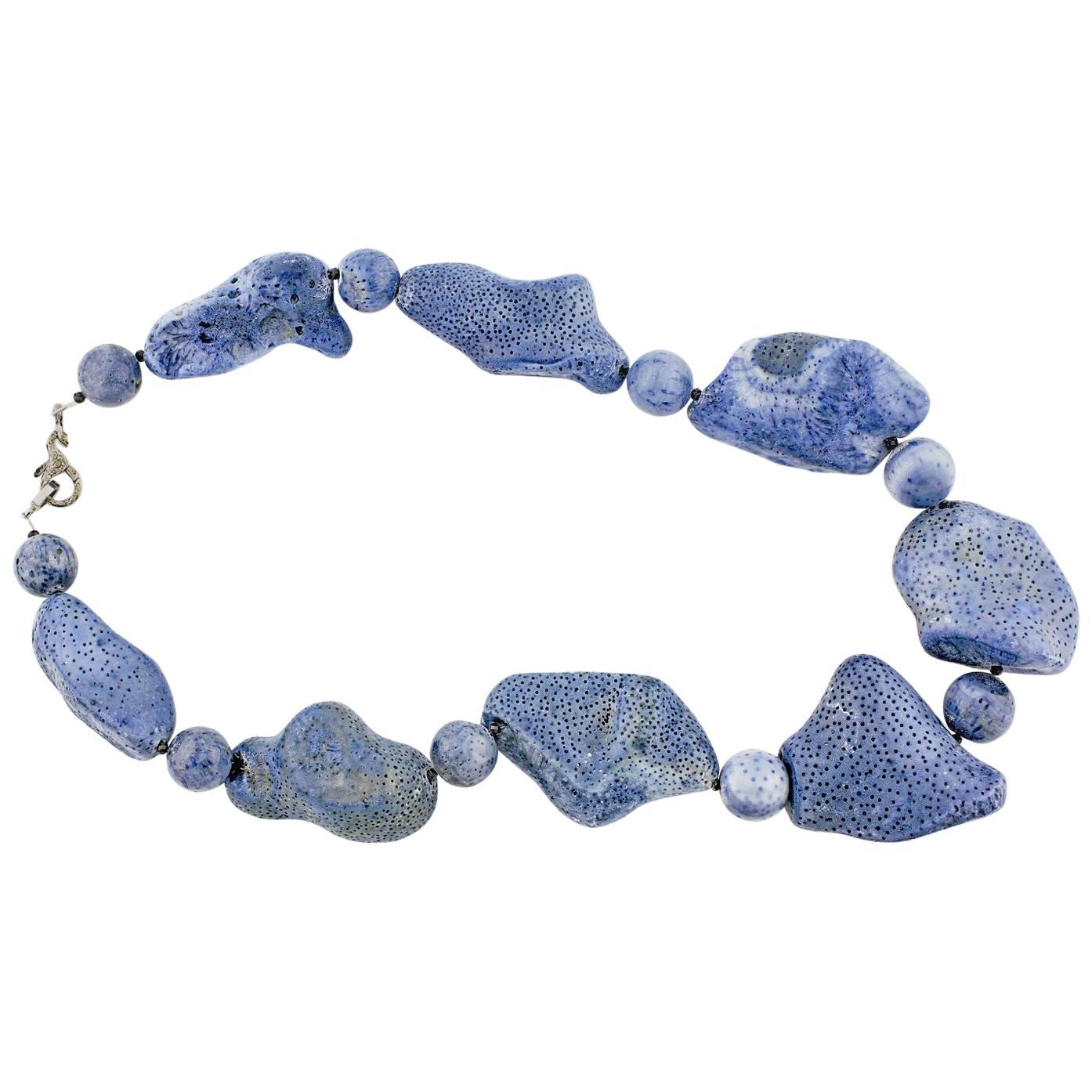 Natural Blue Coral Necklace