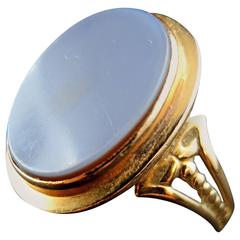 Antique Signet Ring in Rose Gold with Agate, France, 19th Century 5