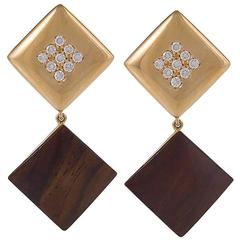 Gold Diamond and Ebony Earrings by Cantamessa
